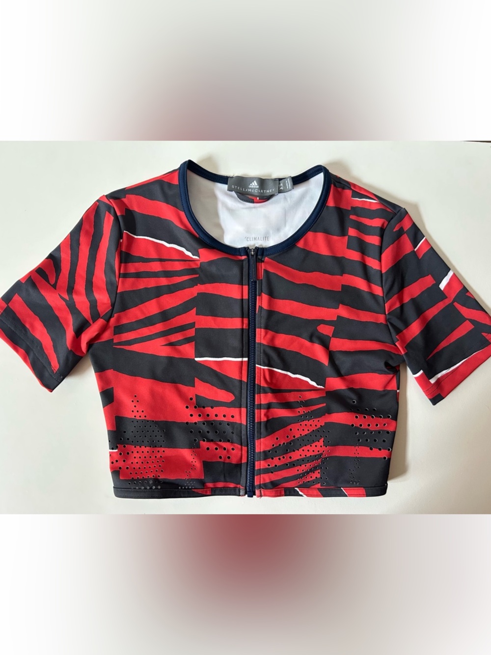 adidas by Stella McCartney Red & Black Zip-Front Athletic crop Top size xs